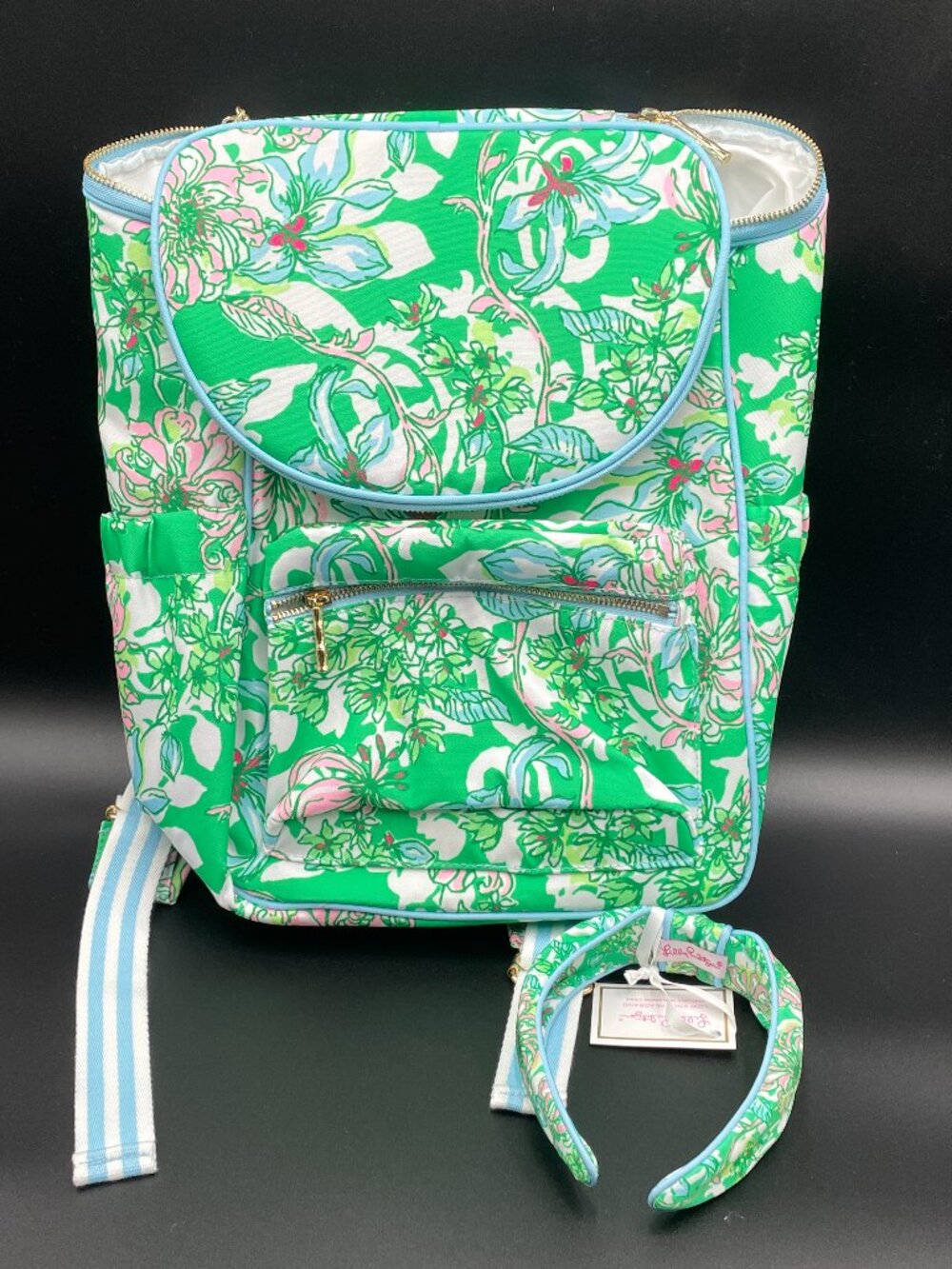 NWT Lilly Pulitzer Backpack Cooler & Low Knot Headband Set Blossom Views